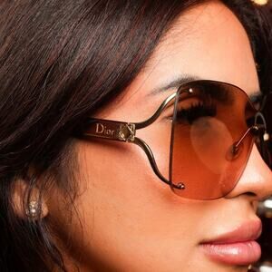 Christian Dior Vintage Oversized Brown and Gold Sunglasses